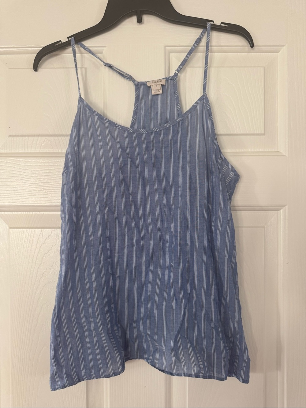 J. Crew Blue and White Striped Spaghetti-Strap Camisole Fourth of July size 10